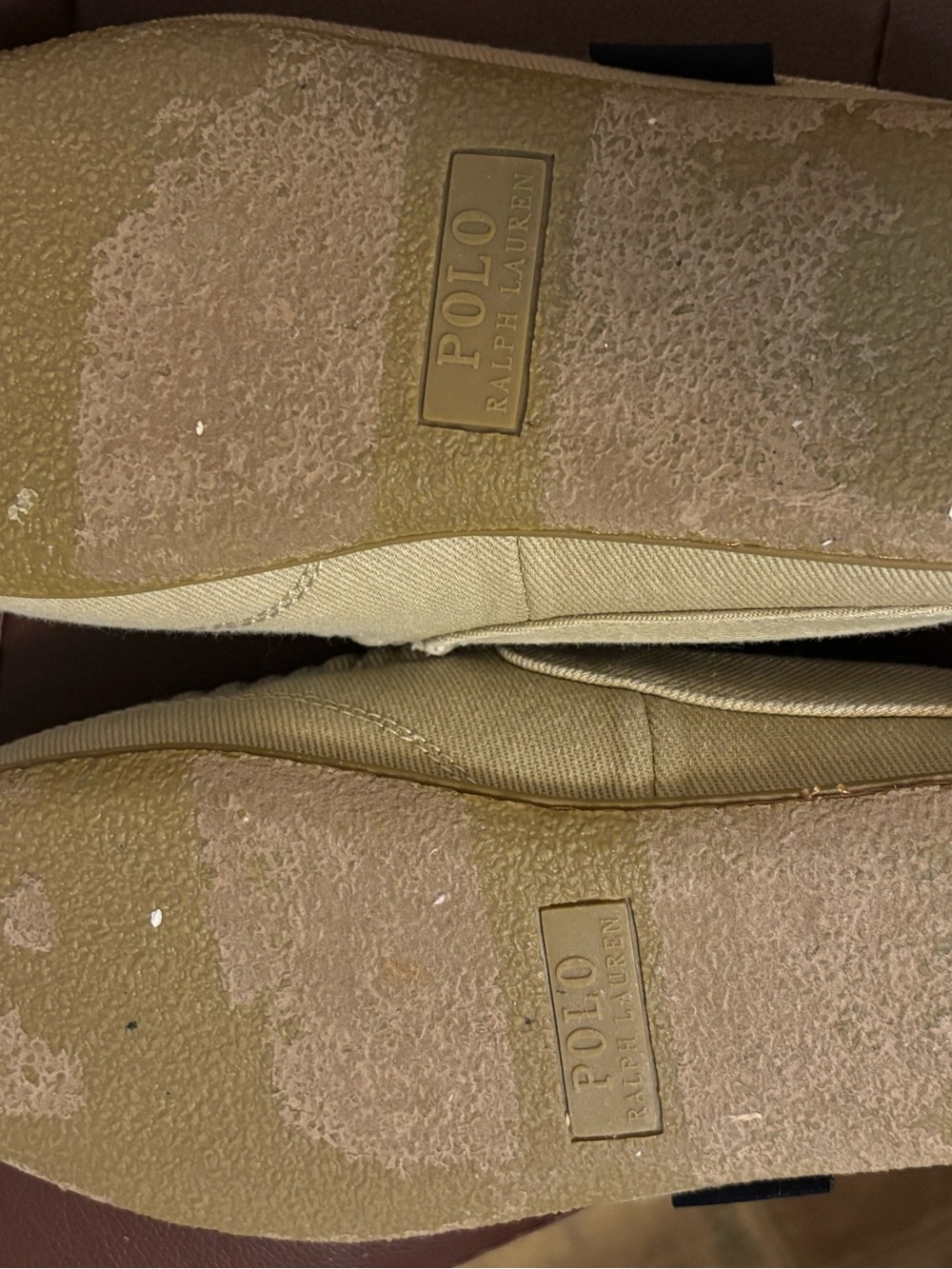 Ralph Lauren Khaki Canvas Slip-On Loafers with White Polo Logo Too BIG 4 ME🥺 - Picture 3 of 6
